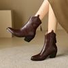 Women's high-heeled short boots autumn and winter new thick-heeled solid-color large-size ankle boots