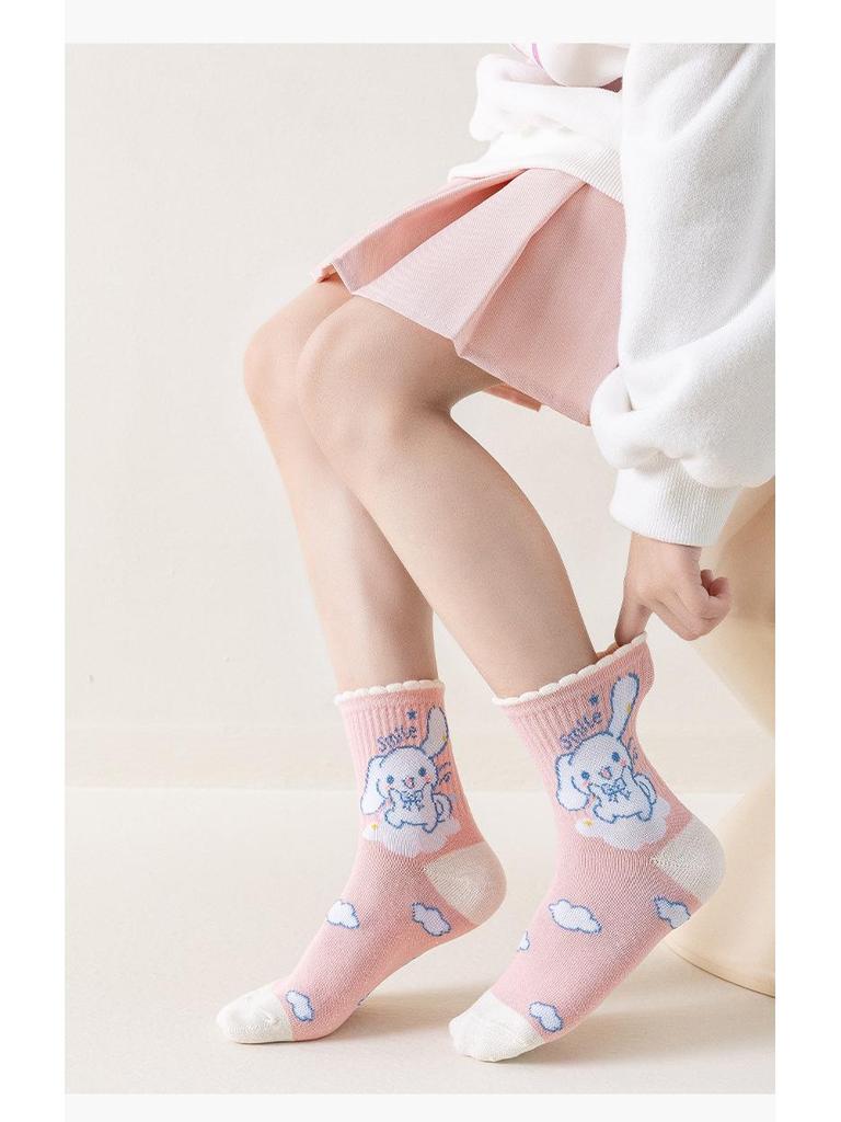 Kinder Cinnamoroll Cartoon Wadenlange Socken - Frühling & Herbst gekämmte Baumwolle für Jungen und Mädchen