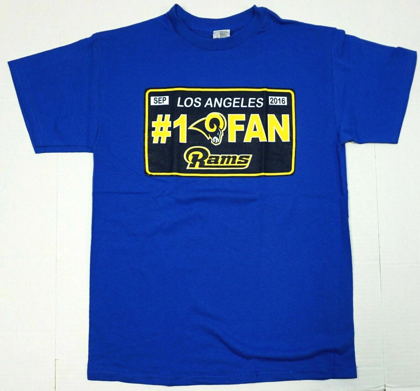 Los Angeles T-shirt LA RAMS #1 Fan Football Tee Men s Small Blue New XL