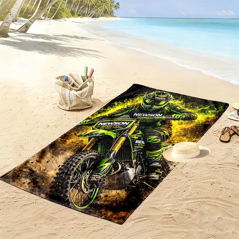 Asciugamano da Spiaggia con Stampa Motor Trail, Asciugamano Grande Morbido ad Asciugatura Rapida per Spiaggia Campeggio Nuoto