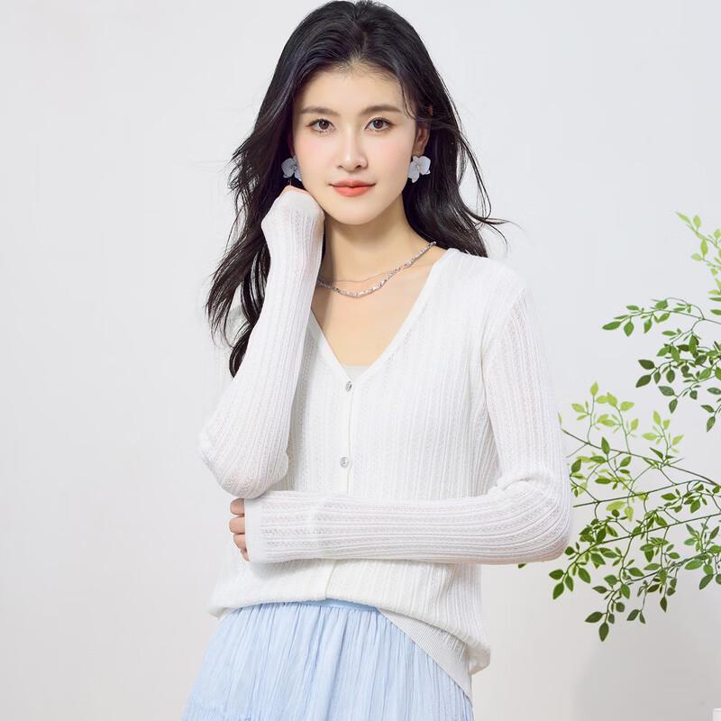 Women s V-Neck Long Sleeve Silk Blend Cardigan L
