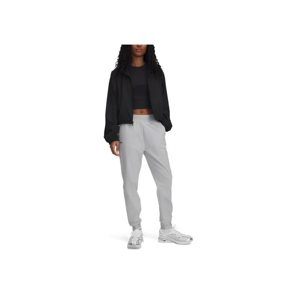 Under Armour Ss25 Armoursport Series Solid Color Fashionable High Waist Casual Pants Women Bottoms Modern-Gray 1383315-011