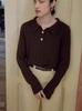 Autumn/Winter POLO Collar Cable Knit Wool Pullover Sweater, Long Sleeve and Loose Fit.