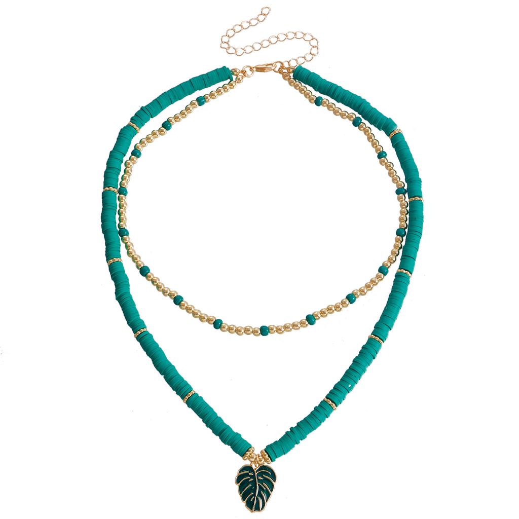 Accessories, Sweet And Cool Wind Contrasting Colors, Beaded Leaves, Pendants, Necklaces, Ethnic Style Soft Pottery Sets, Women'S Necklaces.