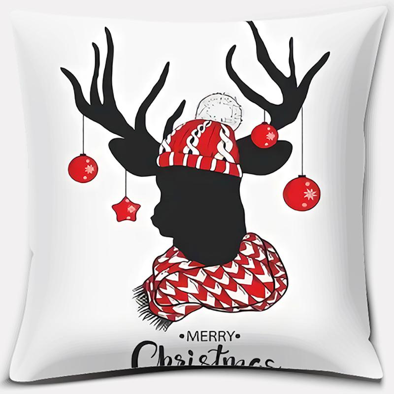 Christmas Deer Pattern Pillowcase Square Pillowcase Home Office Decoration Pillowcase