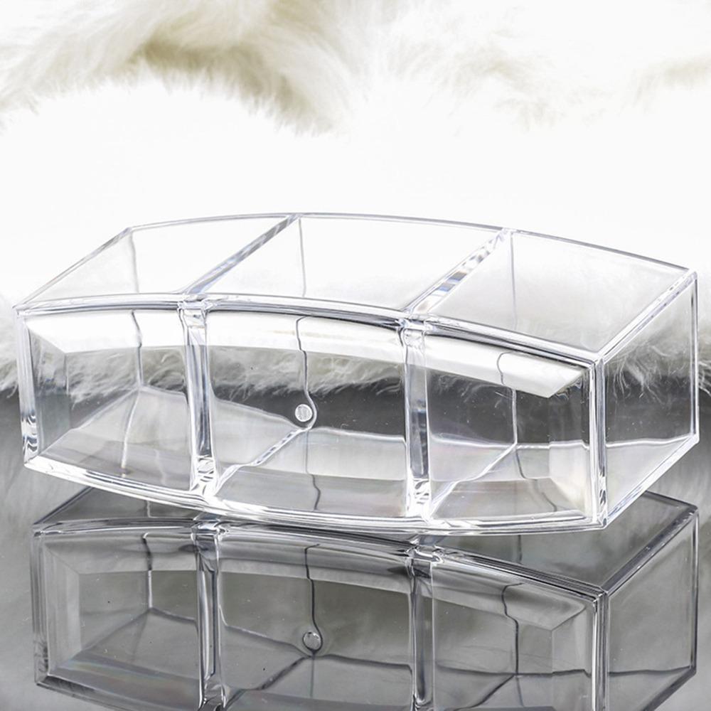 3 Grid Design Clear Makeup Brush Holder PS Acrylic Cosmetic Tools Organizer Vanity