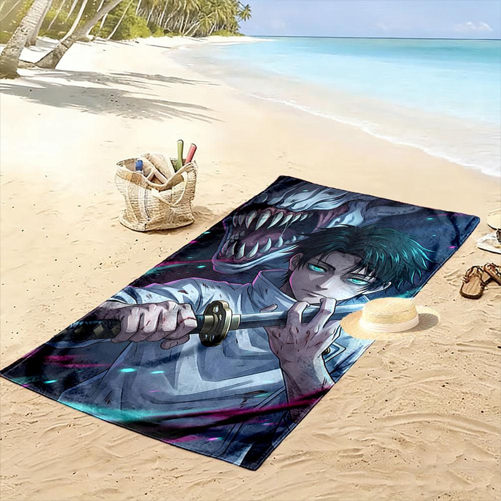 Enigmatic Warrior's Shadow. Print Beach Towel, Quick Drying, Suitable for Travel, Outdoor Sports, Jogging, the Beach and Swimming, Gift