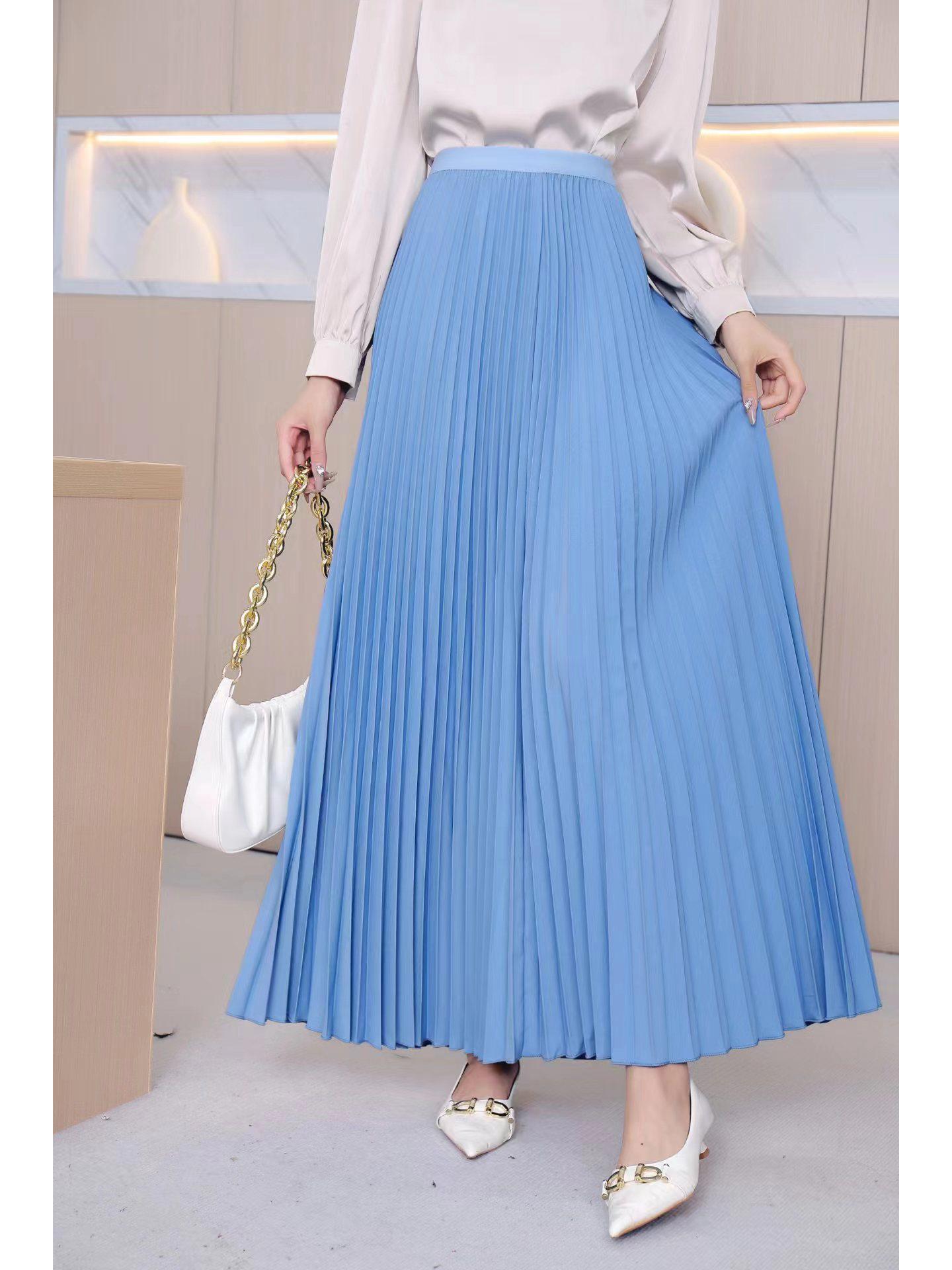 

Элегантная юбка А-силуэта длиной до щиколотки с высокой талией - Универсальная и стройнящая (97см) One Size