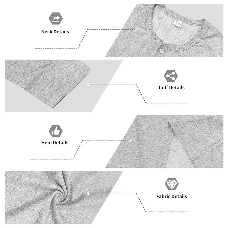 Mens Casual Long Sleeve Solid Henley Neck T Shirt
