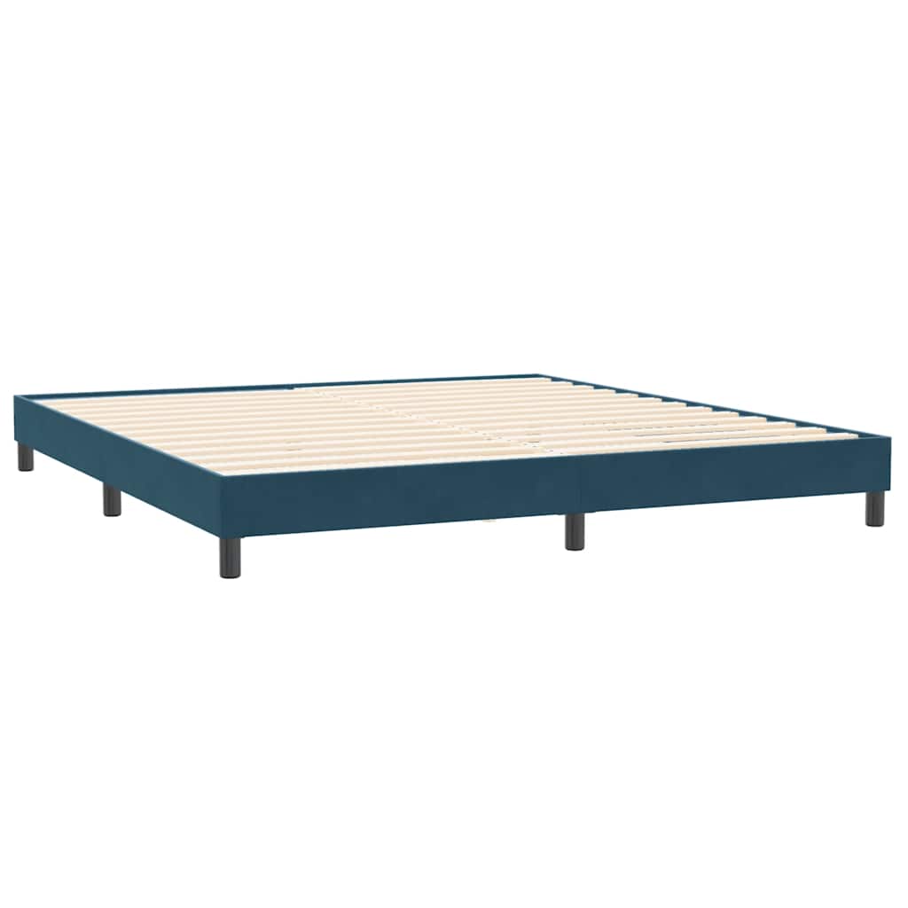 Box Spring Bed Without Mattress Dark Blue 200 X 220 Cm Velvet