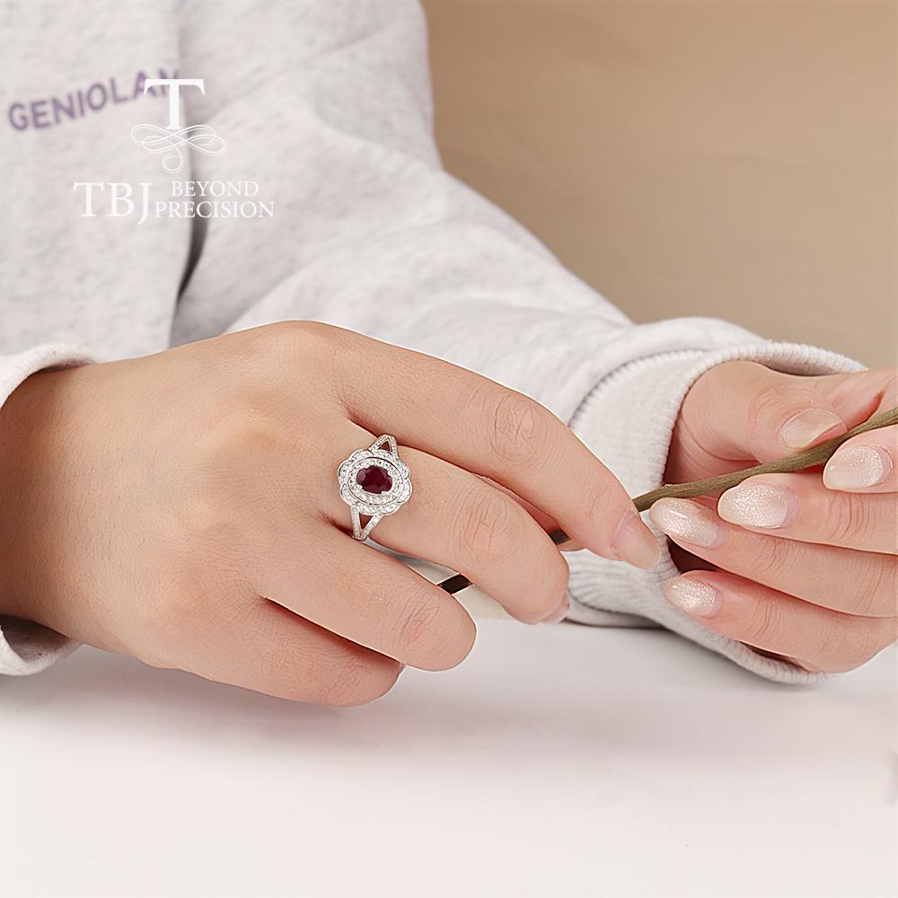 Flower design Natural longrido ruby Ring Earrings Pendant Necklace Set 925 sterling silver jewelry for women's daily party gifts