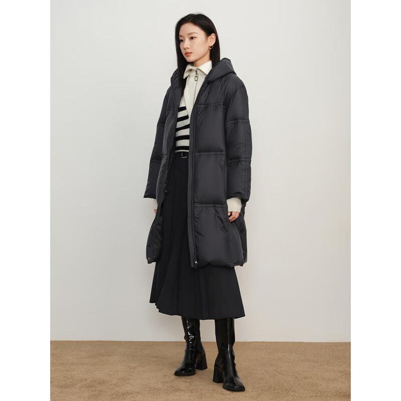 

JZANNAKOU Women s Zipper Hooded Long Goose Down Puffer Jacket L