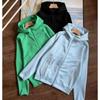 2026 Womens Casual Sports Hooded Zip Jacket Solid Color Breathable S-2XL