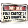 Doc Brown Back To The Future Flux Capacitor 1.21 Jigawatt Metal Plate Sign Ideal for Garage Decor Bringing Movie Nostalgia