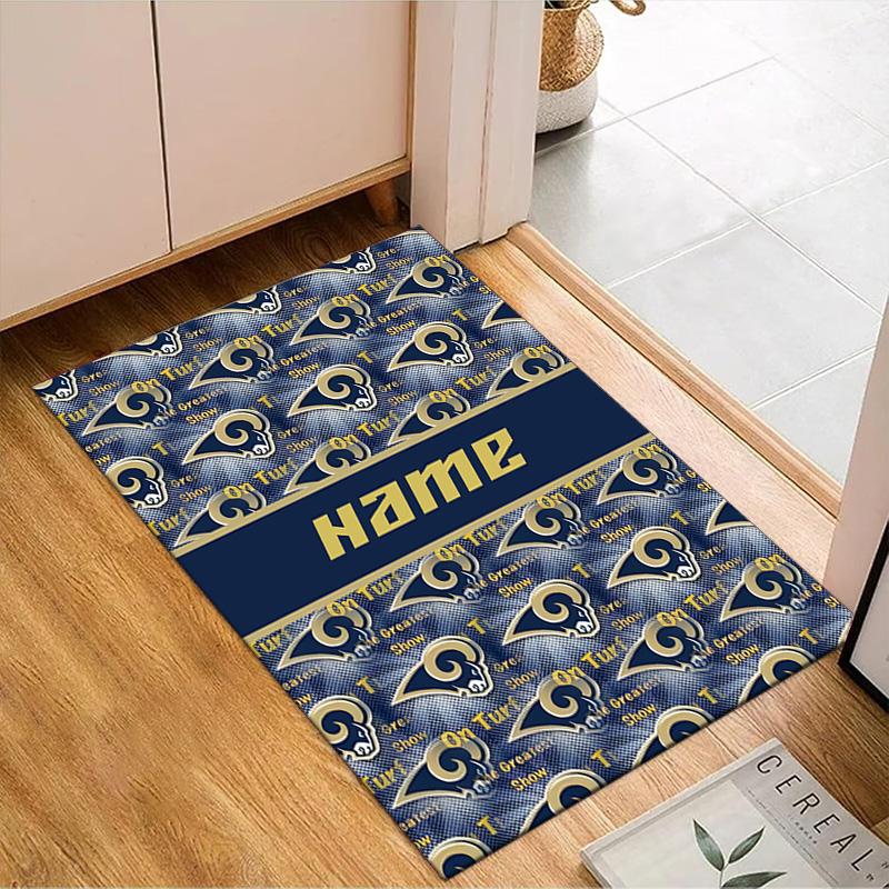Custom Name Rams Team Spirit Rug Game Carpet, Floor Mat for Bedroom Living Room Entryway Rug, Home Decor Idea Gift for Christmas Birthday