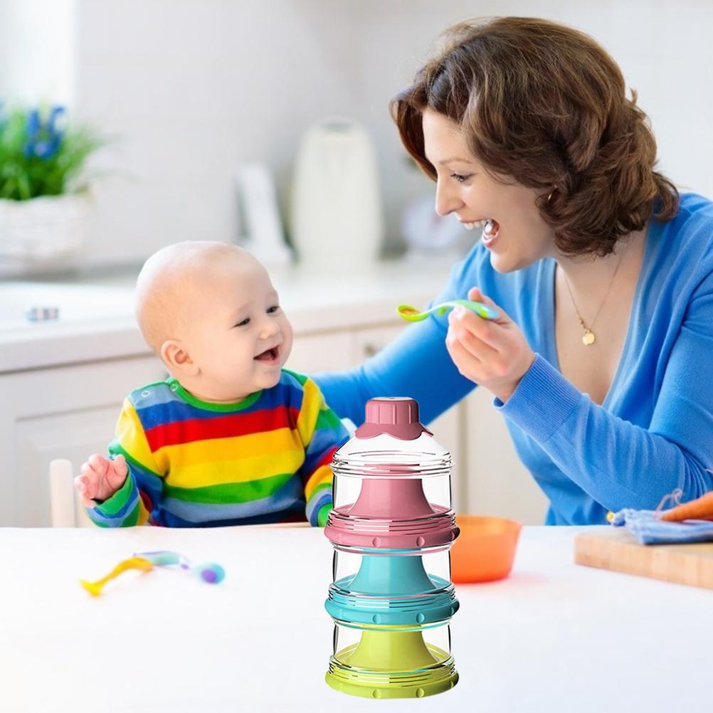 Dispensador de Leite em Pó para Fórmula Infantil 3 Compartimentos Recipiente para Comida de Bebê Recém-Nascido Empilhável Portátil