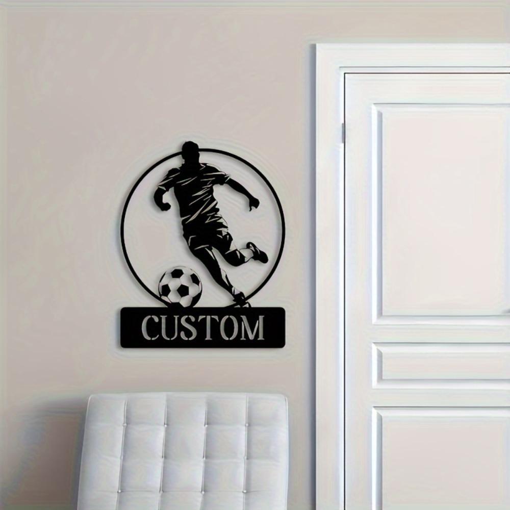 Personalized Footballer Iron Wall Sculpture - Custom Metal Art, Power-Free, for Home & Office Decor, Teens & Adults.