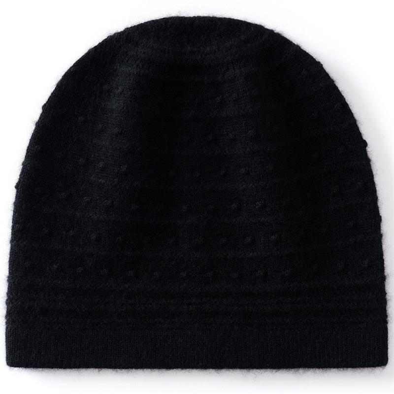Knitted Cashmere Hat Women's Autumn and Winter Thickened Stacking Hat Cold Hat Outdoor Cold-proof Warm Bald Hat Confinement Hat