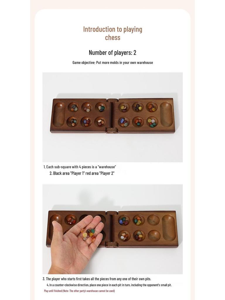 Youmai Wooden African Gem Checkers: Educational Board Game with Storage Box