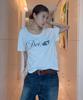 DEINET Off Shoulder Graphic T-Shirt In White