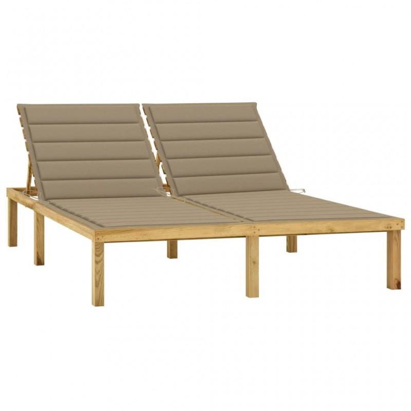 Day and Night - Day and Night Double Lounger and Beige Impregnated Pine Wood Cushions