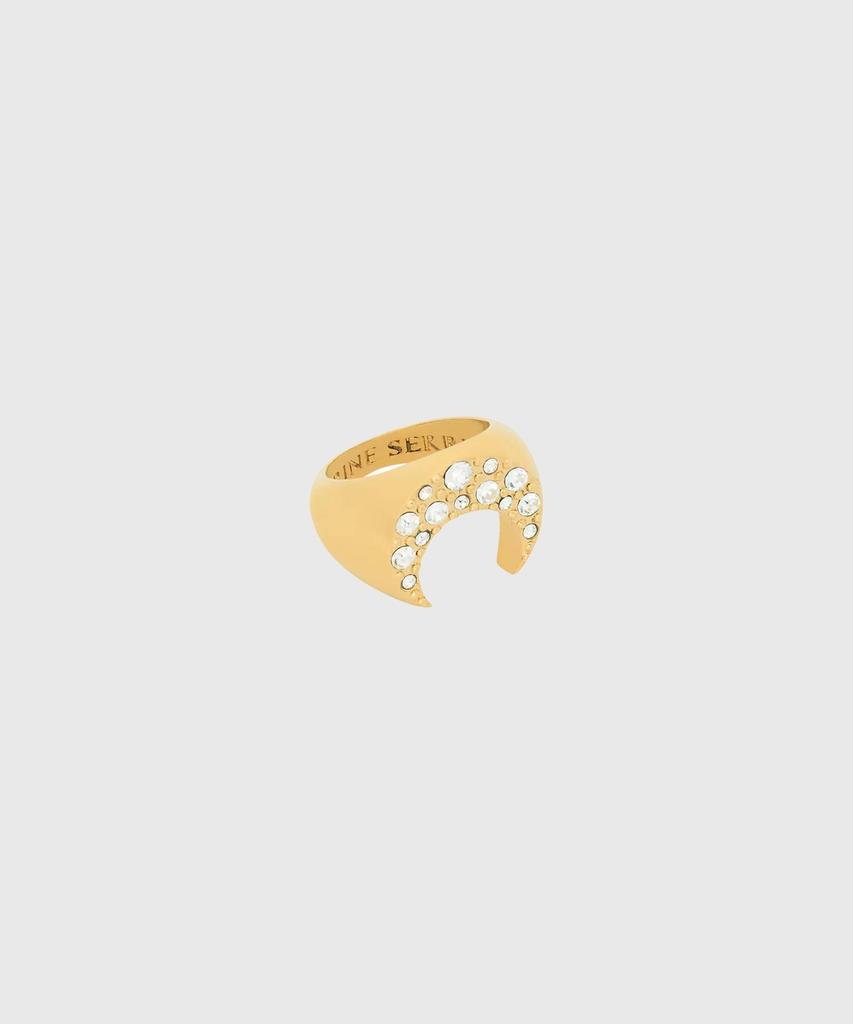 Marine Serre (U) Rhinestone Gold Plated Moon Ring Crystal