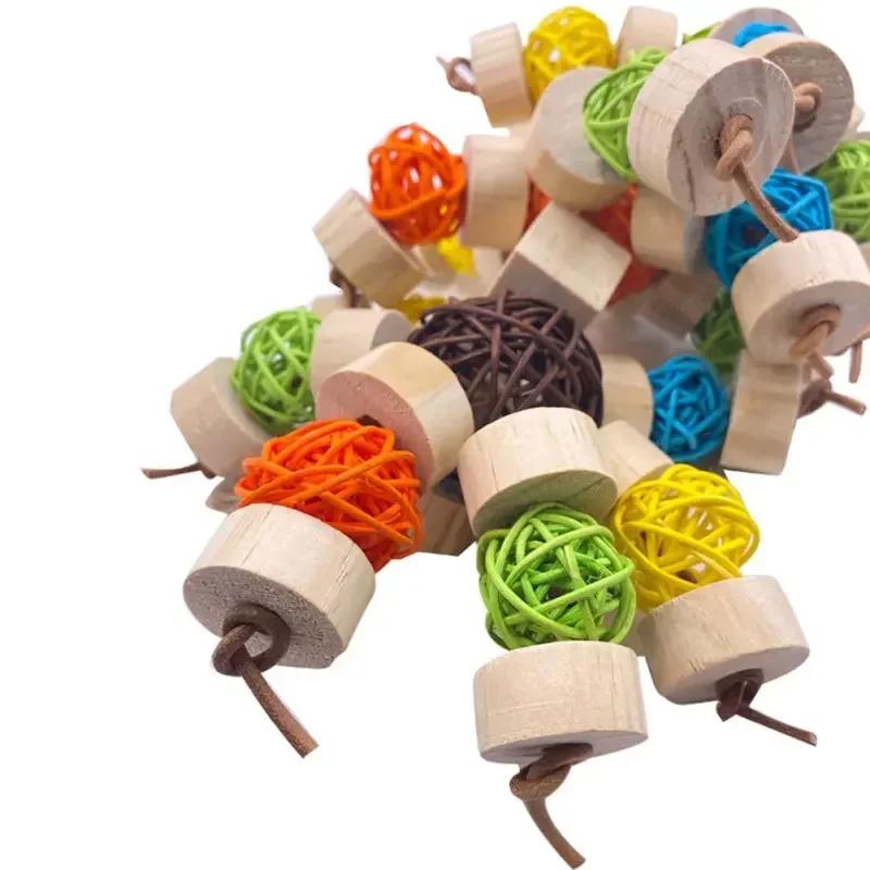 Zabawki do żucia dla ptaków, węzły blokowe, zabawka do rozrywania, wielokolorowa piłka rattanowa, zabawka do żucia dla papug, ary, cokatoos, zabawki dla papug afrykańskich