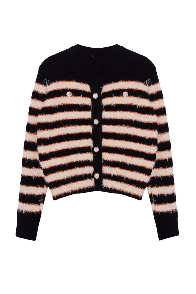 Women's Fashionable Stylish Cardigan Black Soft Textured Jacket Look Knitwear Cardigan