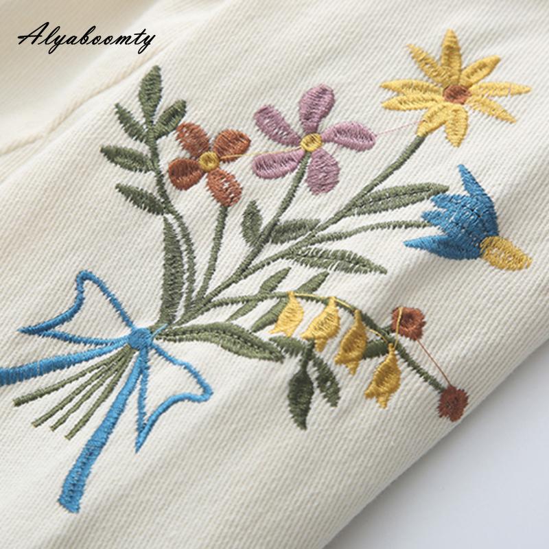 Japanischer Preppy-Stil Frühling Herbst Damen Oversize Mantel Umlegekragen Aprikose Lockere Jacke Blumenstickerei Chic Oberbekleidung