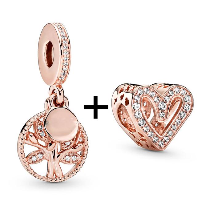 2pcs /Lot New Trend Crown Feather Zircon Hollow Leaves Beads Fit Original Brand Charms Silver Color Bracelets Women Diy Jewelry