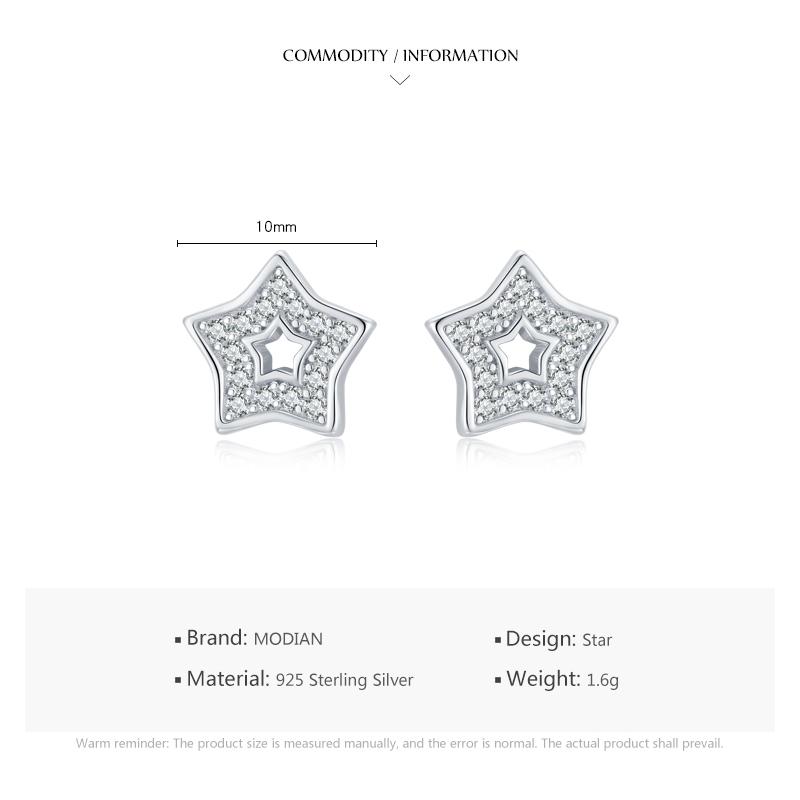 MODIAN 925 Sterling Silber Ausgehöhlte CZ Ohrstecker Für Frauen Mädchen Schillernder Statement Hypoallergen Schmuck