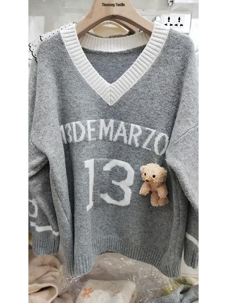 Nový svetr s výstřihem do V: Unisex, Volný, Zeštíhlující, Ležérní styl pro podzim a zimu