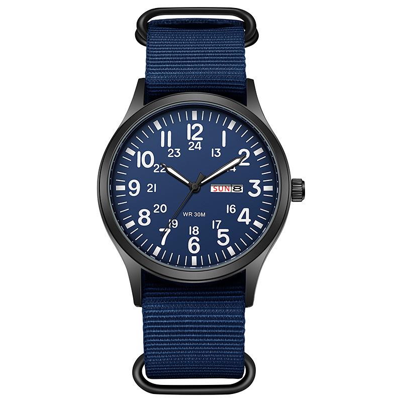 TPW 2024 Men's Luminous Nylon Quartz Watch with Date and Week Display
