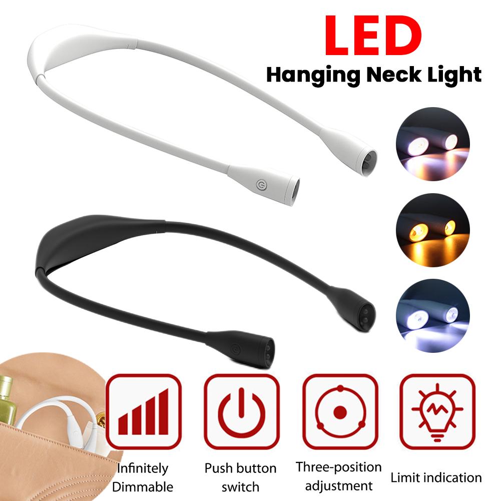 LED Reading Lights USB Rechargeable Sports Halterneck Light 360-degree Adjustment Mini Desklamp Hands Free for Outdoor Lighting