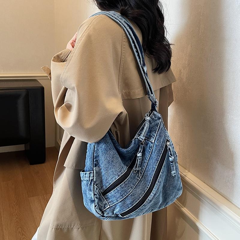 Women's Multi-Pocket Large Capacity Denim Bag Shoulder Crossbody Bag