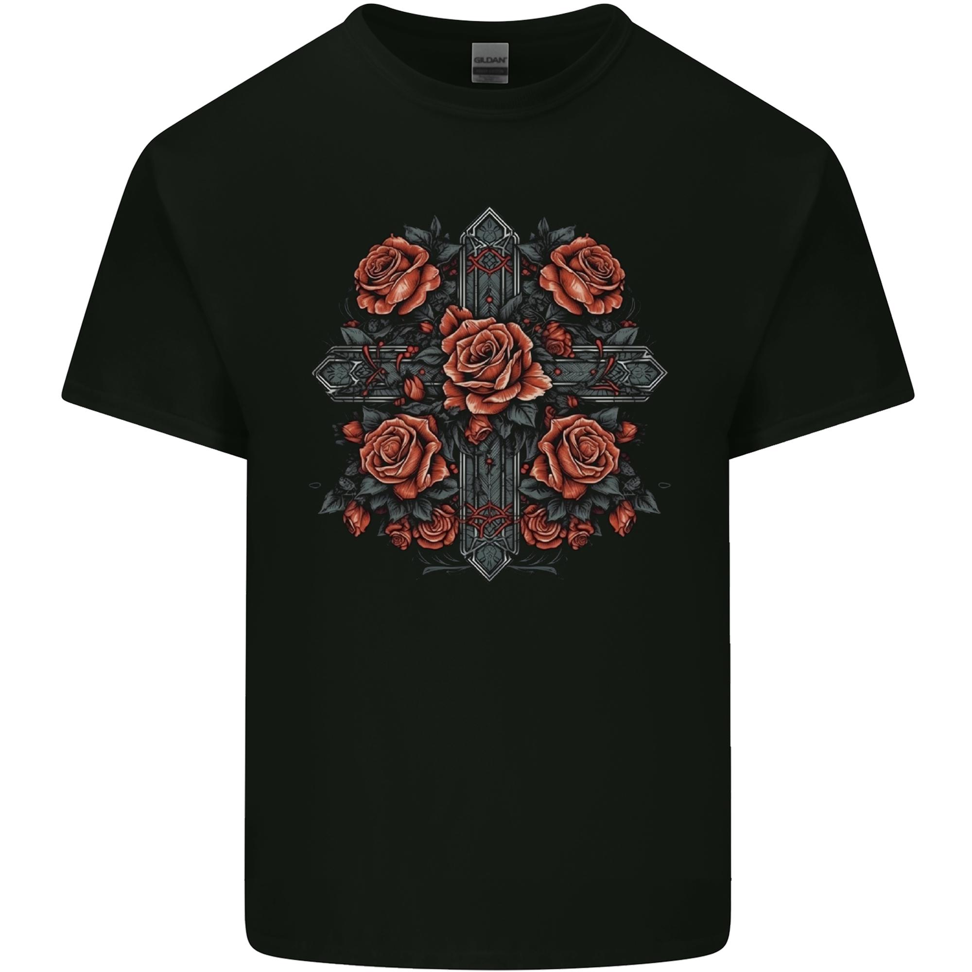 A Cross With Roses Unisexs Light Cotton TShirt S