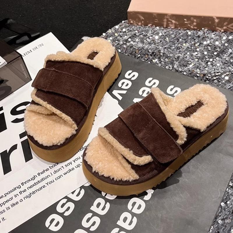 Platform Women Cooton Slippers Flats Fur Winter Cozy Shoes Dress Woman Boots 2025 Casual Short Plush Zapatos De Mujer