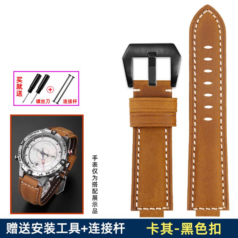 Genuine Leather Watch Strap 24*16mm For Timex Tide T2n739 T2n720 T2n721 T45601 T2p141 Series Watchband Men's Watch Accessories