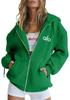 Cross-border Embroidered Zipper Hoodie with Drop Shoulder and Kangaroo Pocket