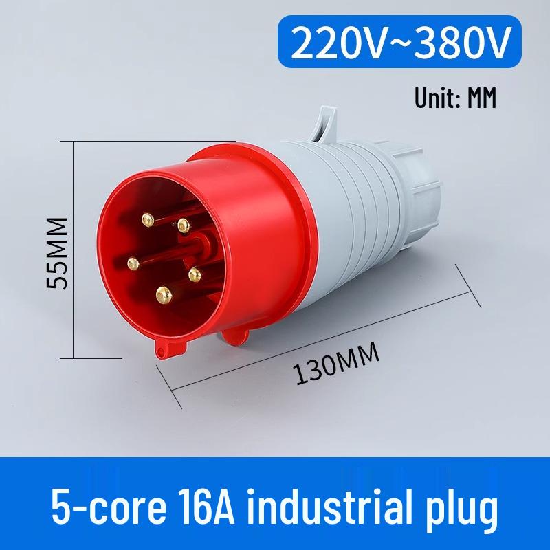 Waterproof 3-Pin 5-Hole Industrial Socket Connector (16A/32A) - Male-Female Mating, Non-Explosion-Proof.