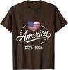 America 1776-2026 Heart Flag Stars Pride 250 Anniversary USA T-Shirt
