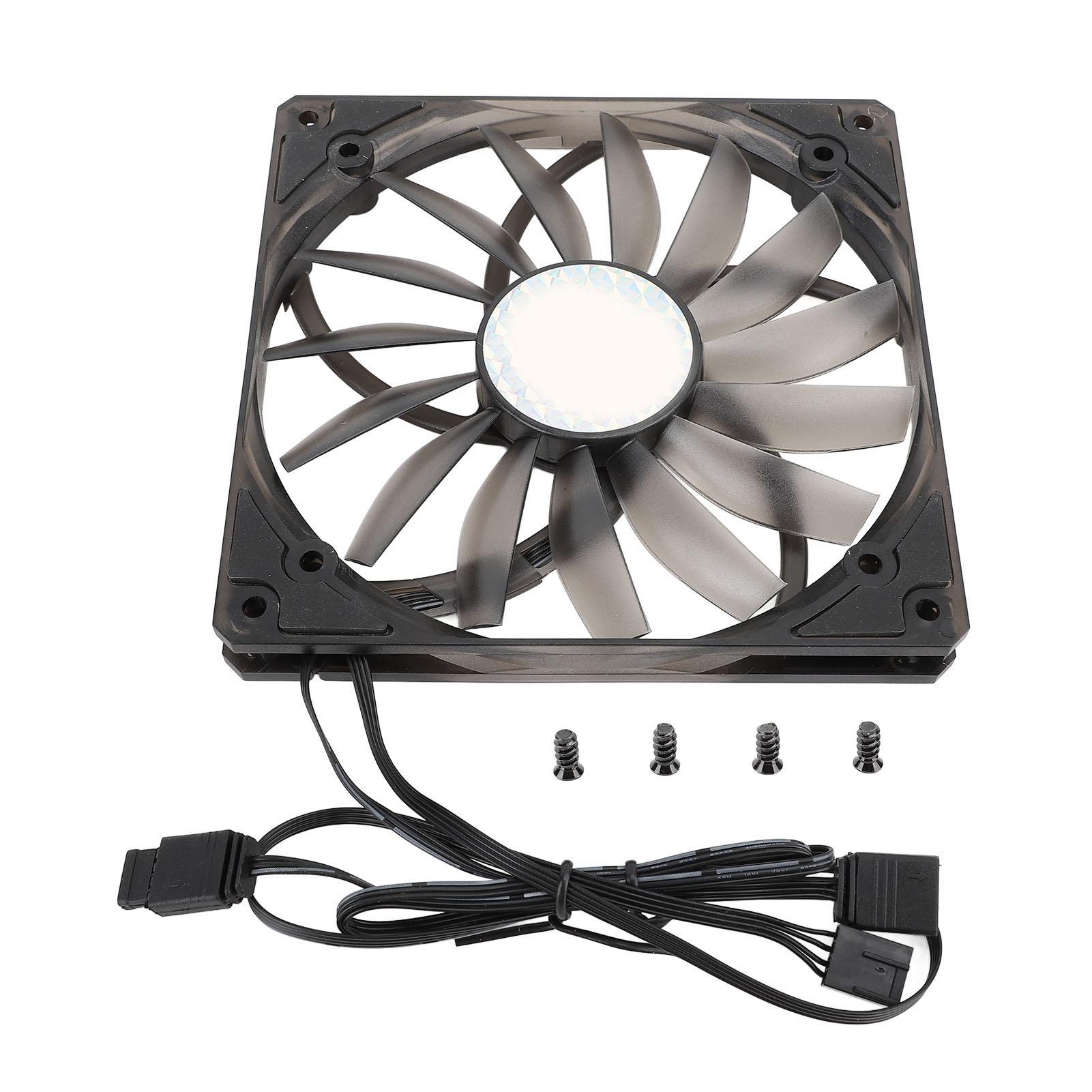

140mm ARGB PWM Fan Ultra Thin Fan Speed 300‑1100RPM 76.5CFM Hydraulic Bearing Silent Computer Case Fan 15 Blade ABS for Office чорний