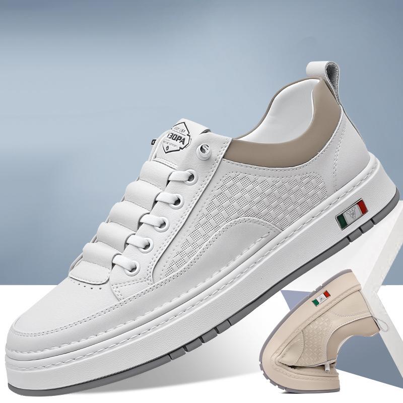 Spring Autumn New Shoes for Men Genuine Leather Casual Shoes Fashion Knurling Flat Skateboard Shoes Cool Slip-on Sneaker