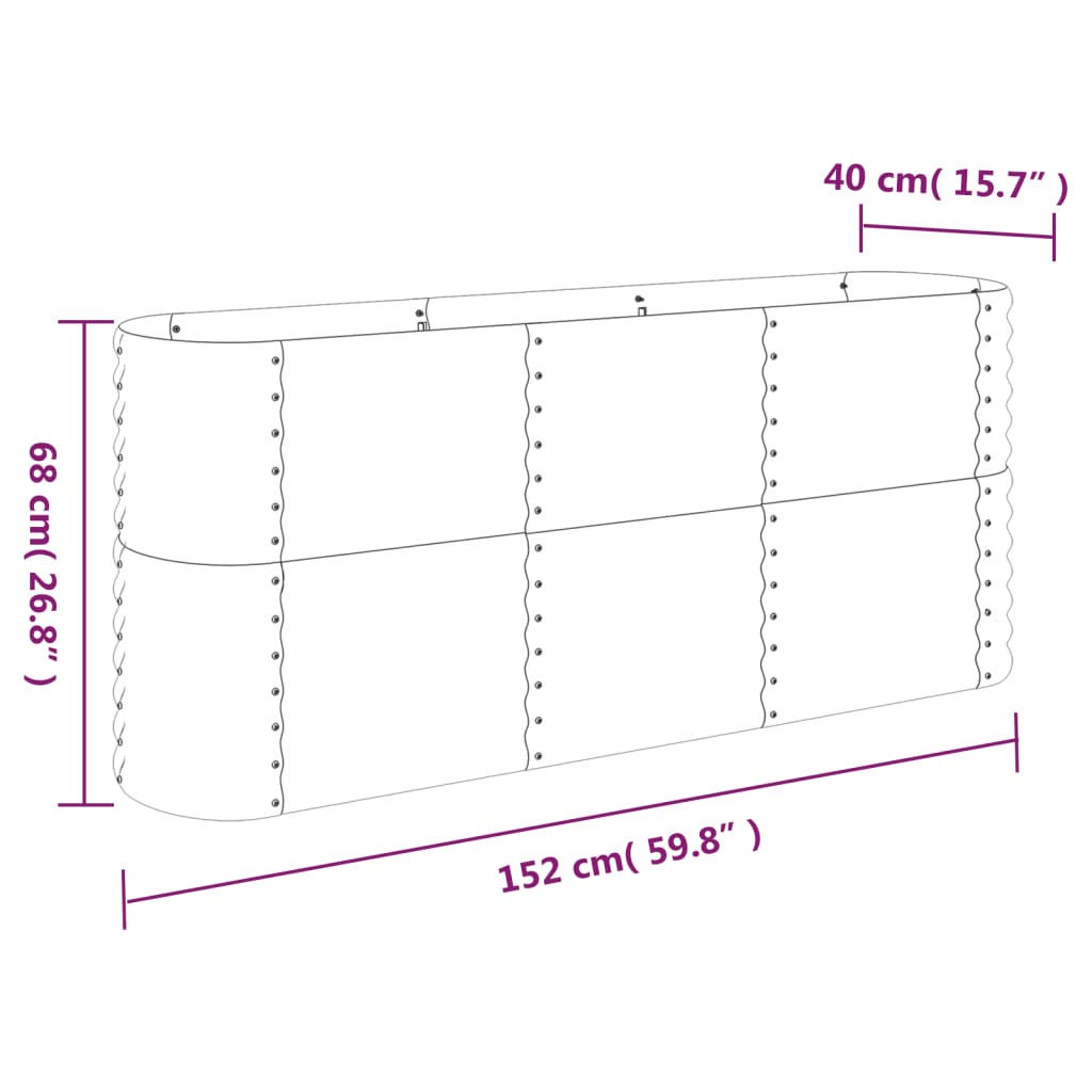 Vidaxl Podwyższona Donica, Malowana Proszkowo Stal 152X40X68 Cm, Szara