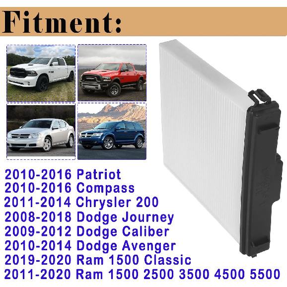 Ram Cabin Air Filter & Filter Access Door Compatible With Dodge Ram 1500 2500 3500 4500 5500 Avenger Caliber Journey Compass Patriot Chrysler 200