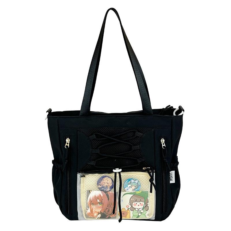 Tote Bag Large Capacity Bar College Student Casual Pain Bag Daily Messenger Bag Girls Transparent Millet Bag