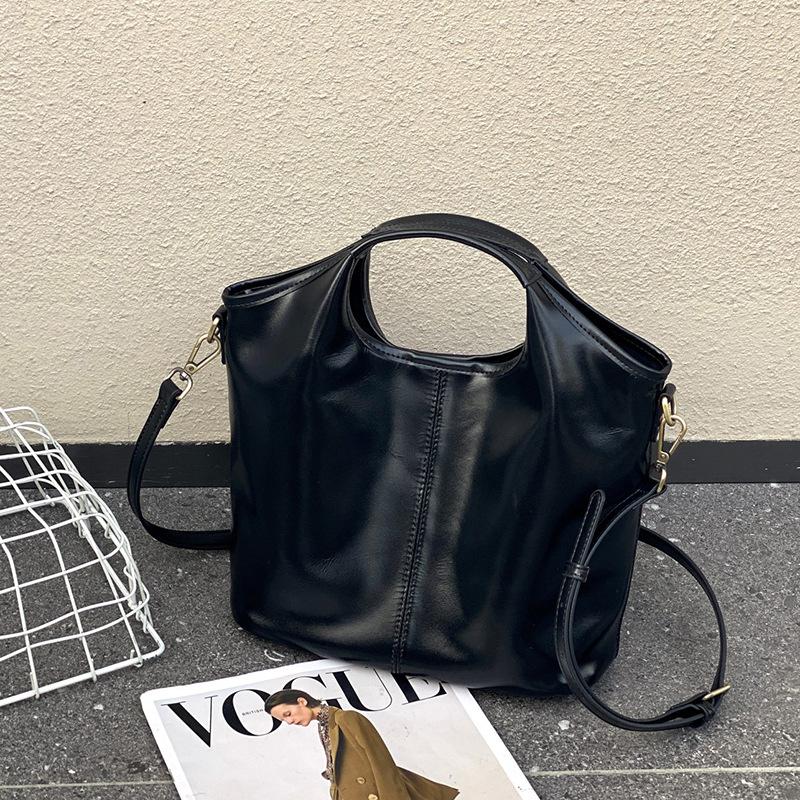 Top Layer Cowhide Leather Tote Bag For Women 2025 New Style And Retro Handheld High-end Real Leather Single Handle Top-handle Women's Bag