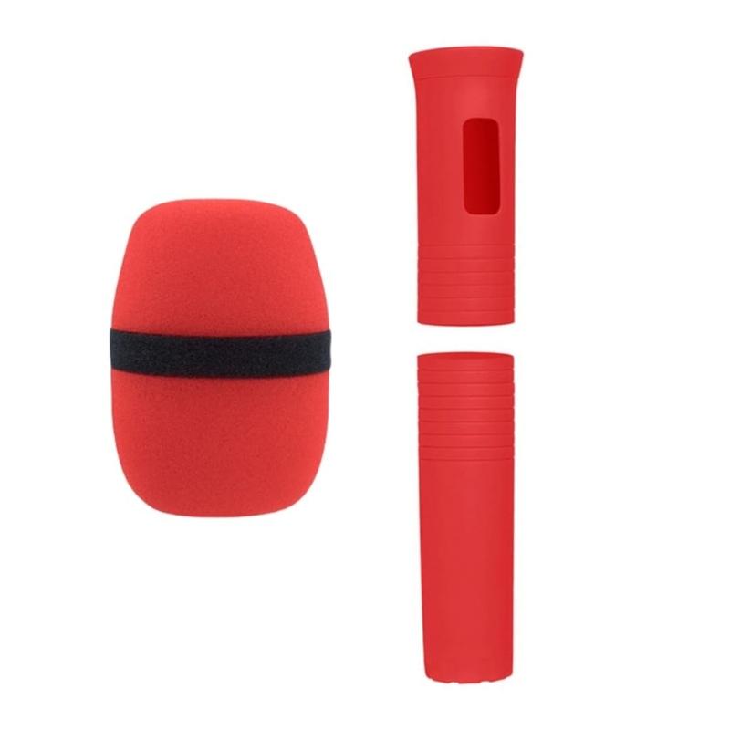 Cordless Handheld Microphone Protective Sleeve with Sponge Foam Microphone Windscreen Rubber Microphone Protective Sleeve Holder for Show KTV