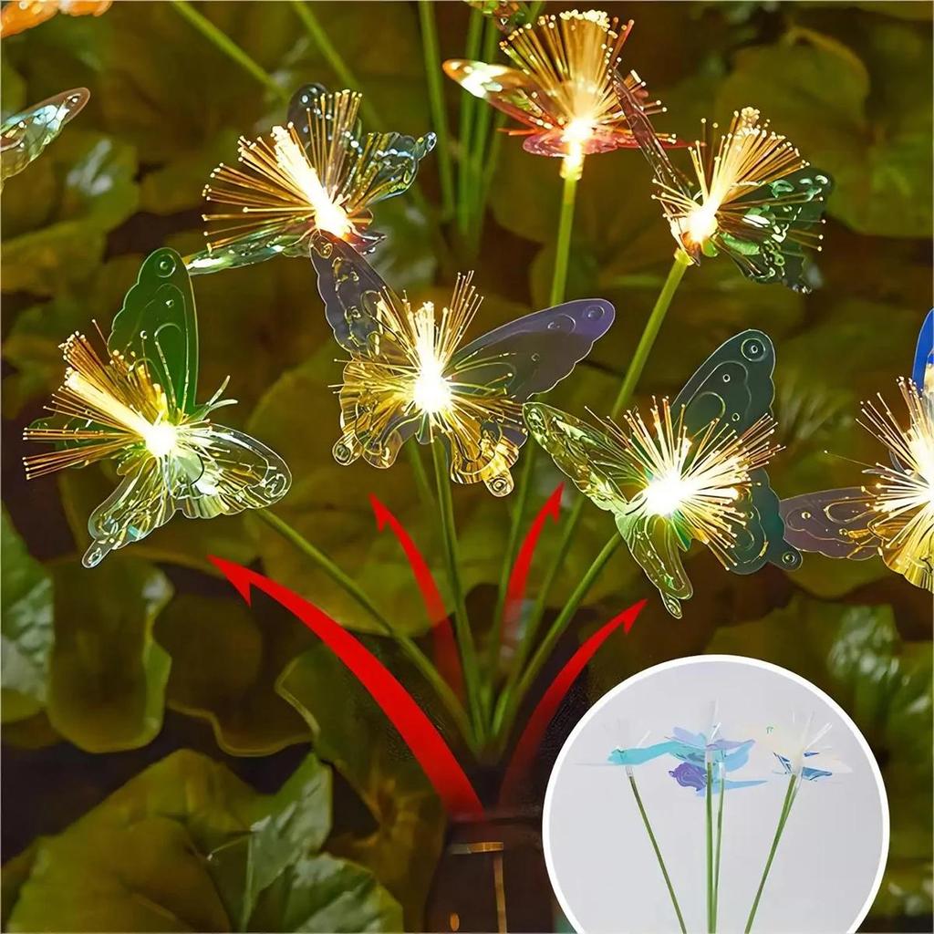 Solar Led Butterfly Flower Light Yard Lights Outdoor Waterproof Ip65 With Panel For Decoration Garden Patio Driveway Round Fence
