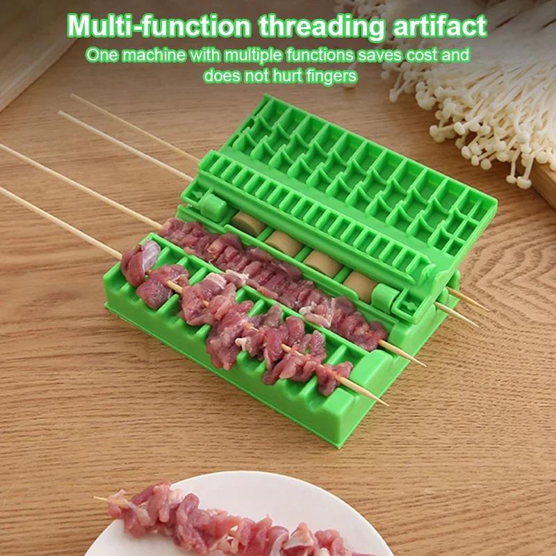 Barbecue Stringer Fast Skewer Kebab Maker Box Machine Beef Meat Vegetable String Grill Barbecue Kitchen Accessories Bbq Gadget